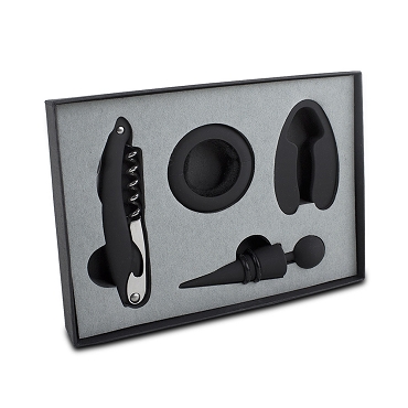Metro 4-Piece Wine Tool Set, Black 